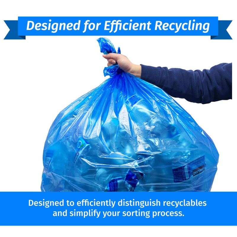 Reli. 65 Gallon Blue Recycling Bags, 100 Count, Heavy Duty, Large Trash Bags - Image 3